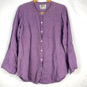Flax Purple Linen Button Down Shirt